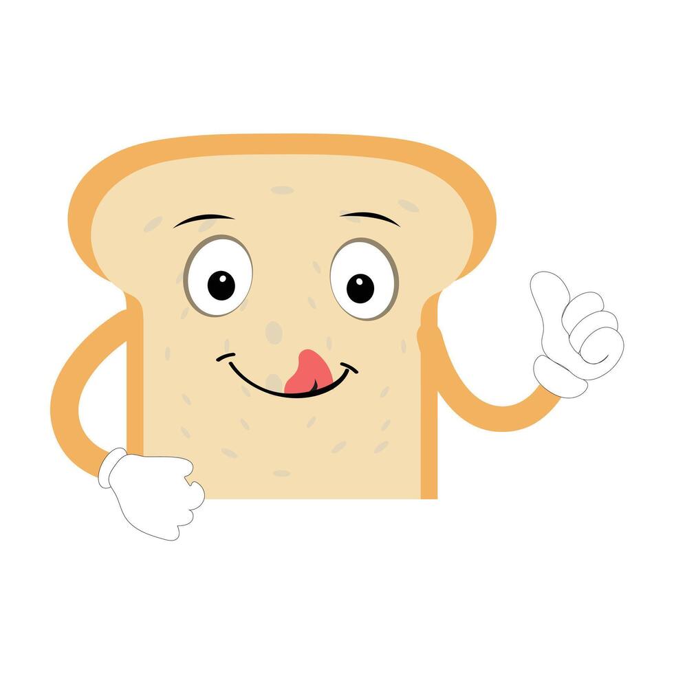 gelukkig brood plak tekenfilm mascotte karakter, grappig belegd broodje tekenfilm wijnoogst brood karakter retro stijl brood logo vector illustratie Jaren 60 jaren 70 brood retro stijl