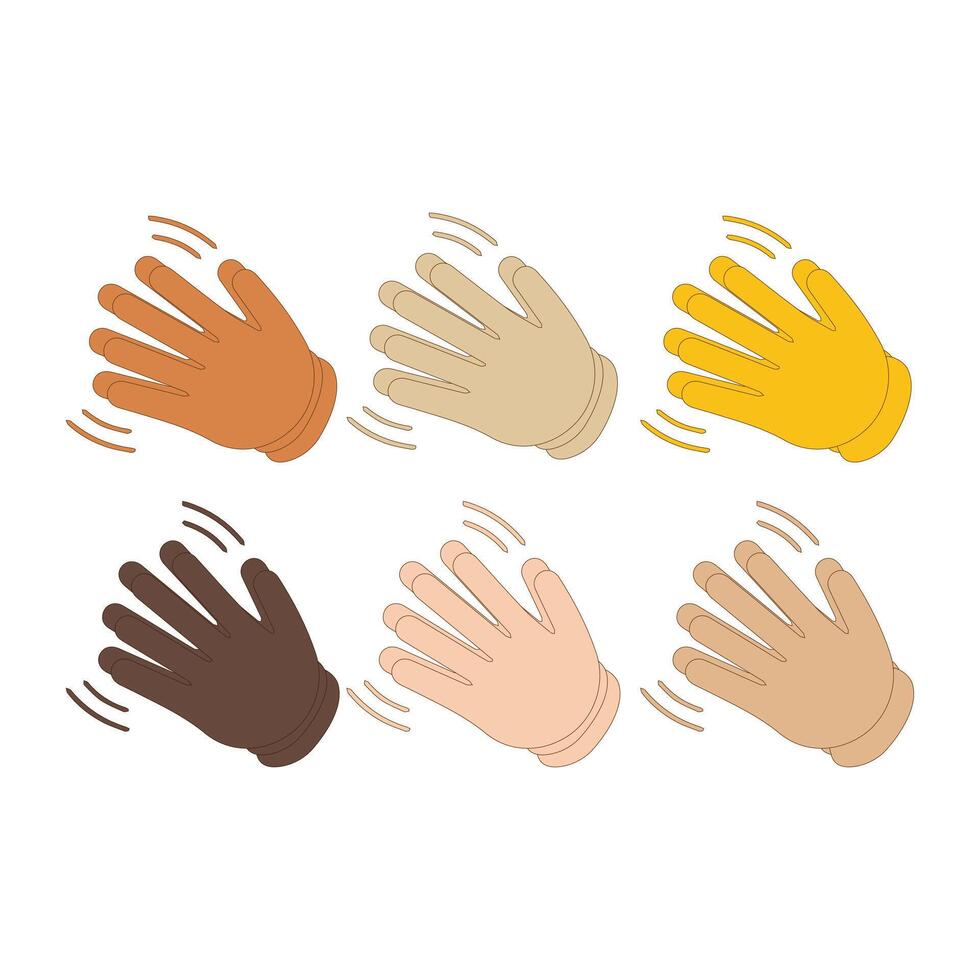 hand- met vingers gespreid gebaar icoon. verheven hand- emoji. gevouwen handen teken, allemaal huid toon gebaar emoji vector