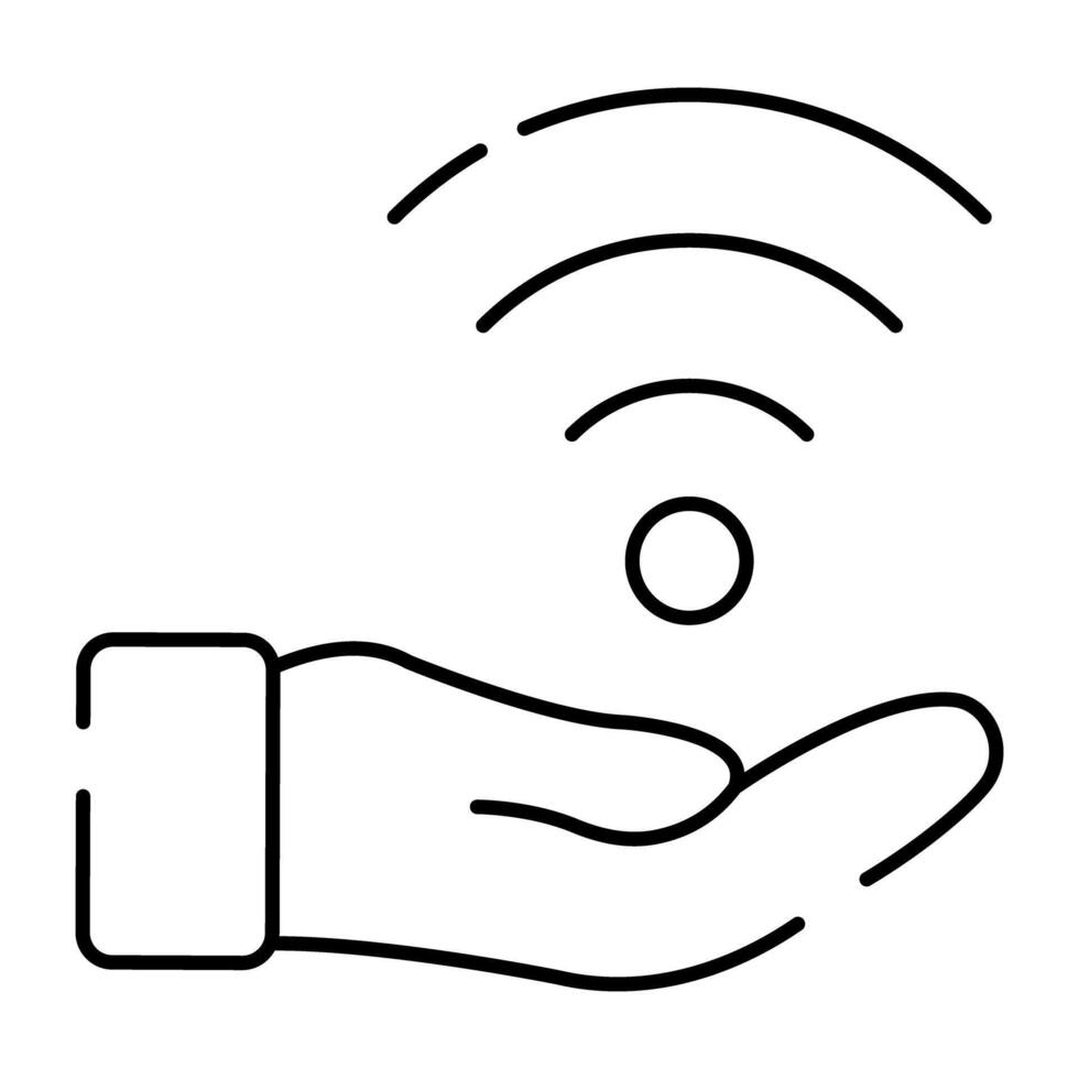 hand- Holding Wifi signalen tonen concept van aanbod Wifi vector