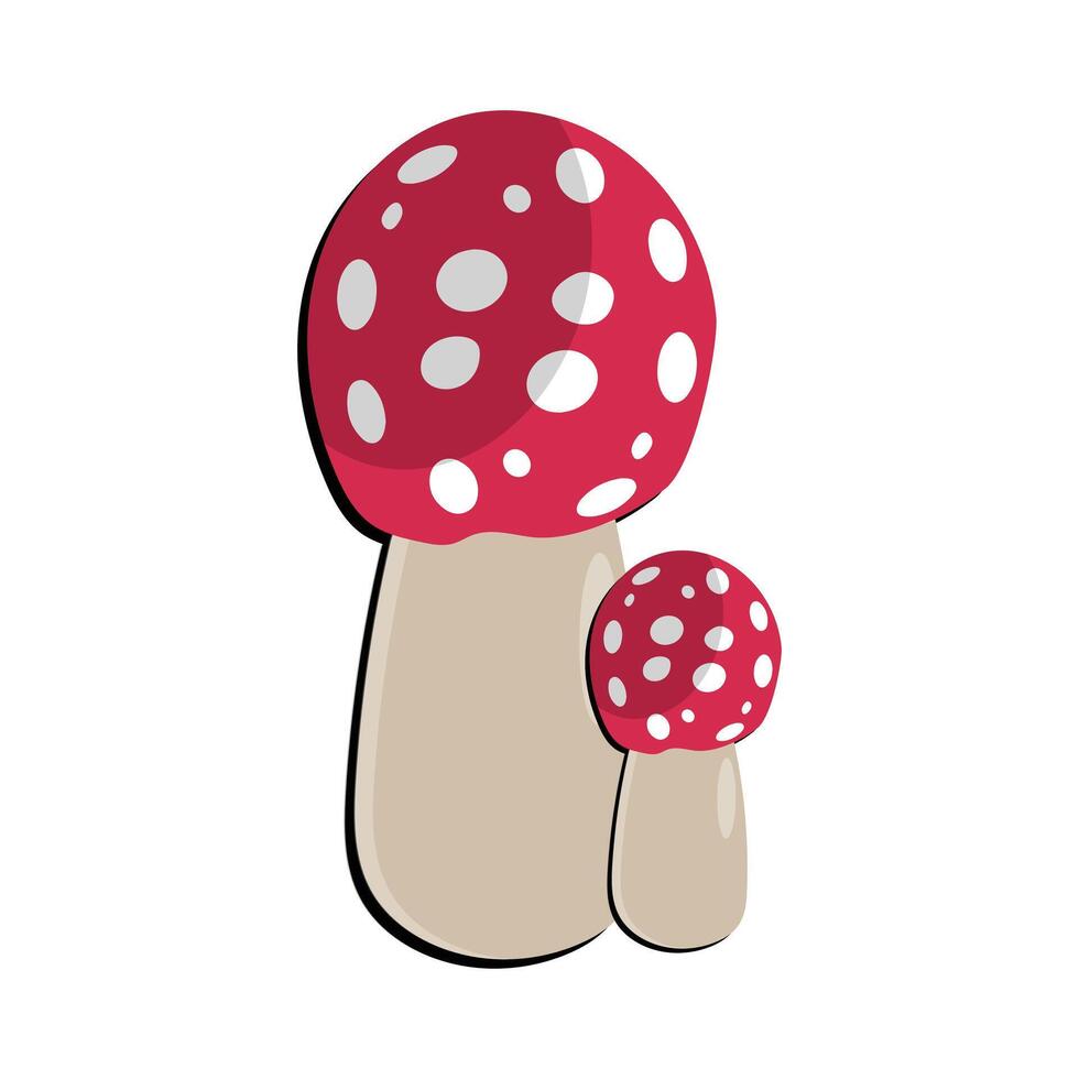 paddestoel vlak ontwerp tekenfilm verschillend champignons vector illustratie, wild paddestoel symbool tekens, amanita giftig. eps 10