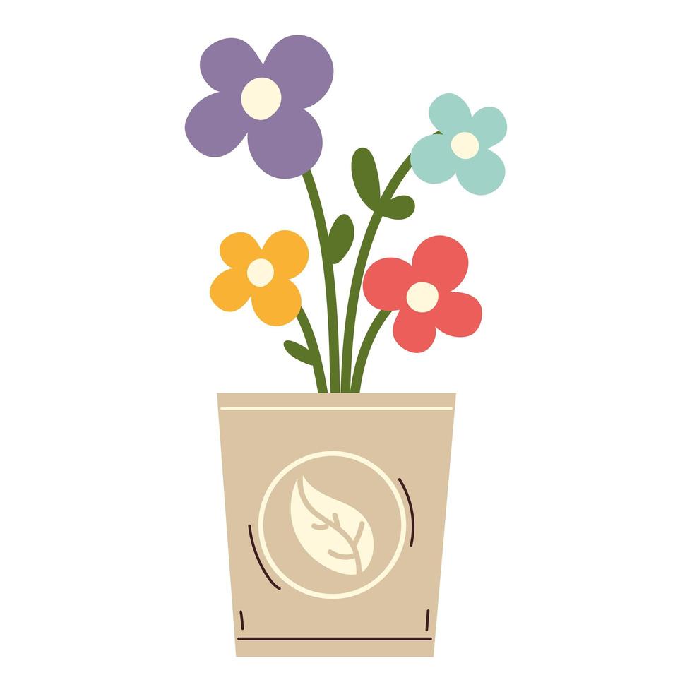 ecologie bloemen in pot vector