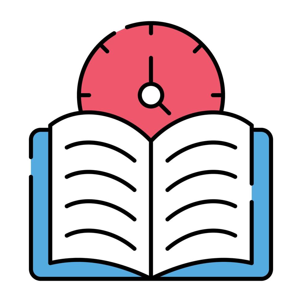 klok met boekje, icoon van studie tijd vector