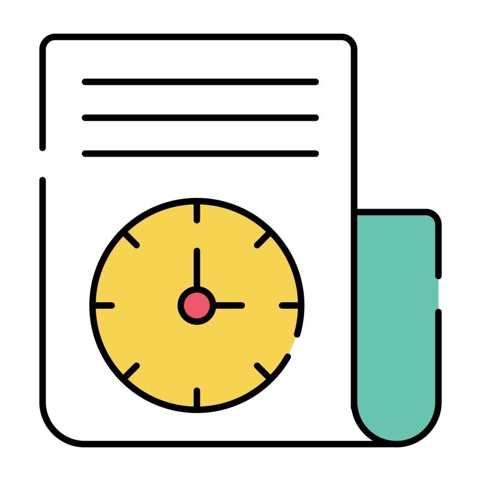 klok Aan gevouwen papier tonen concept van project tijd vector