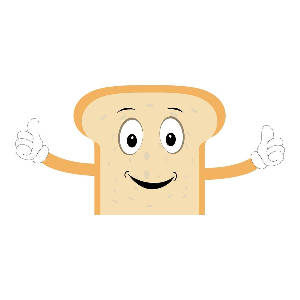 gelukkig brood plak tekenfilm mascotte karakter, grappig belegd broodje tekenfilm wijnoogst brood karakter retro stijl brood logo vector illustratie Jaren 60 jaren 70 brood retro stijl