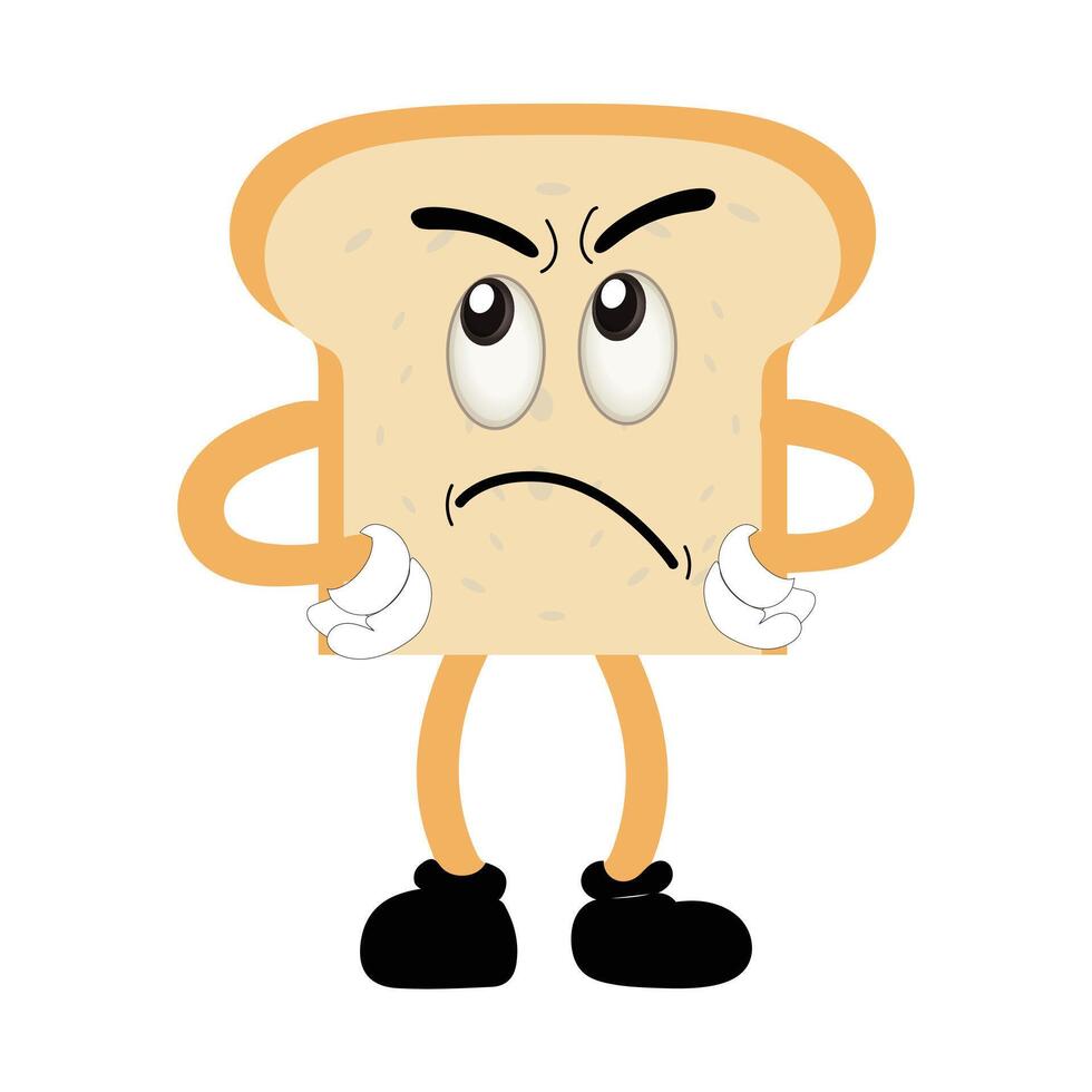 gelukkig brood plak tekenfilm mascotte karakter, grappig belegd broodje tekenfilm wijnoogst brood karakter retro stijl brood logo vector illustratie Jaren 60 jaren 70 brood retro stijl