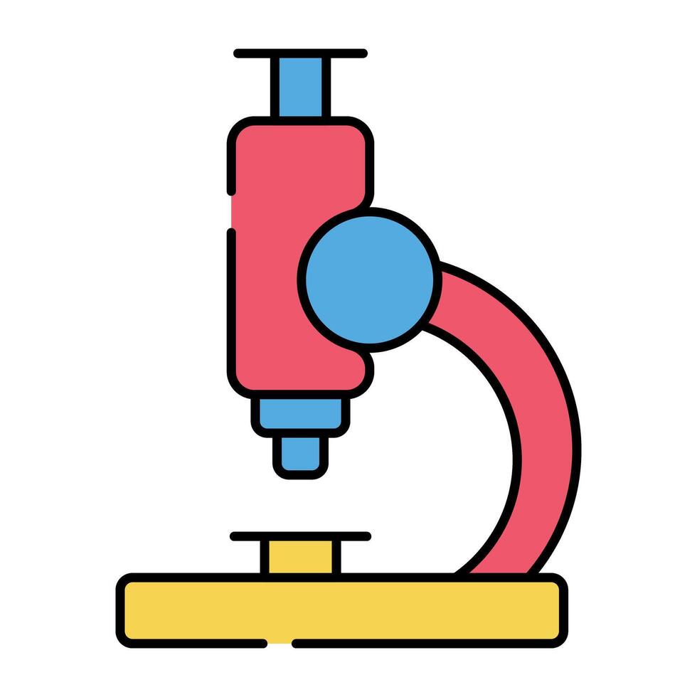 een laboratorium Onderzoek gereedschap icoon, vlak ontwerp van microscoop vector