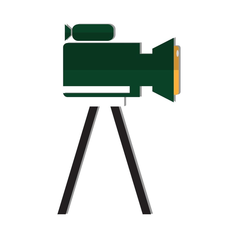 camera statief icoon en film camera Aan een statief. maken een film single icoon in monochroom stijl vector symbool voorraad illustratie web.