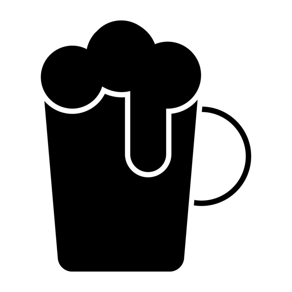 partij viering concept icoon, stevig, glyph ontwerp van bier mok vector