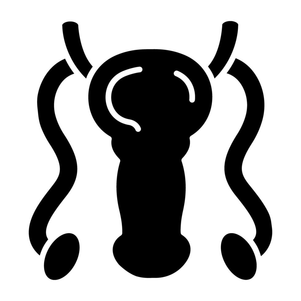 icoon van mannetje voortplantings- orgaan in glyph ontwerp vector