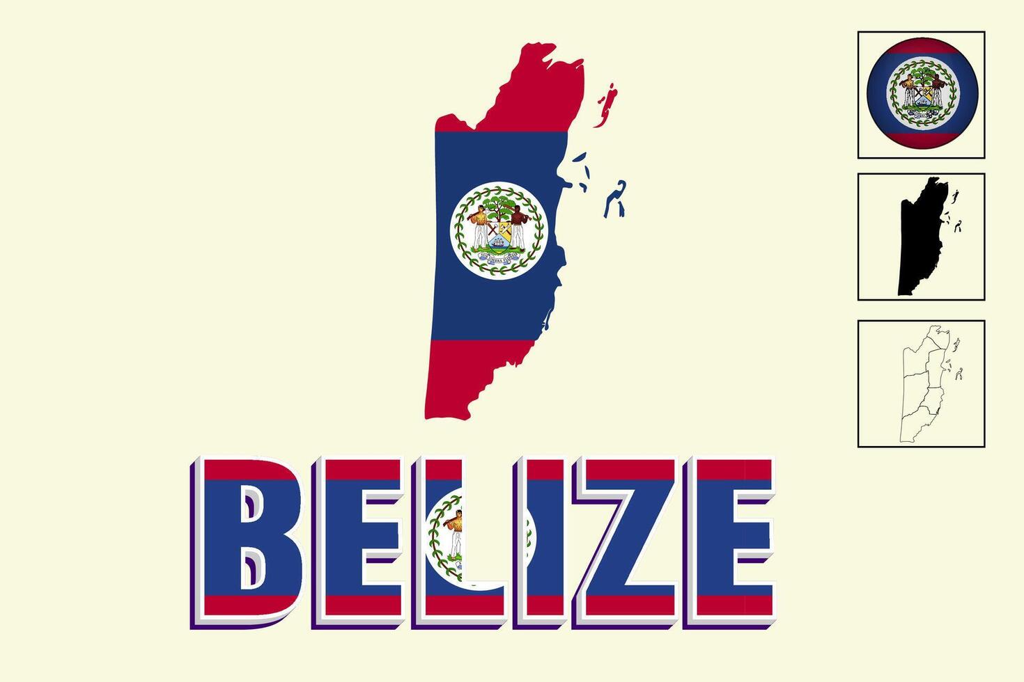 Belize kaart en Belize vlag vector tekening