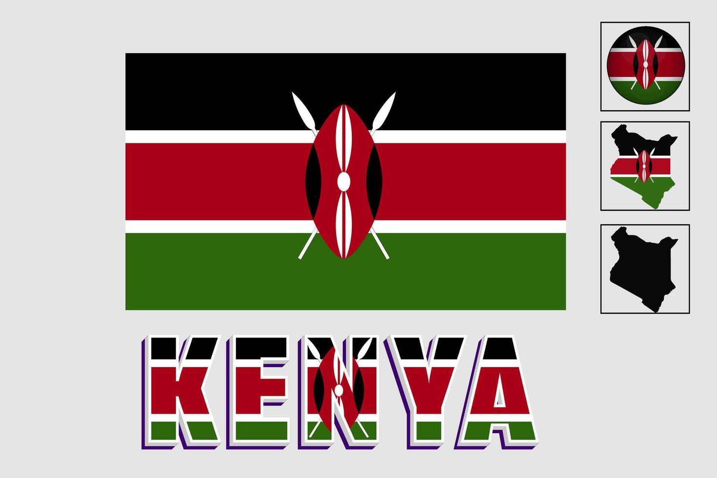 Kenia kaart en vlag in vector illustratie