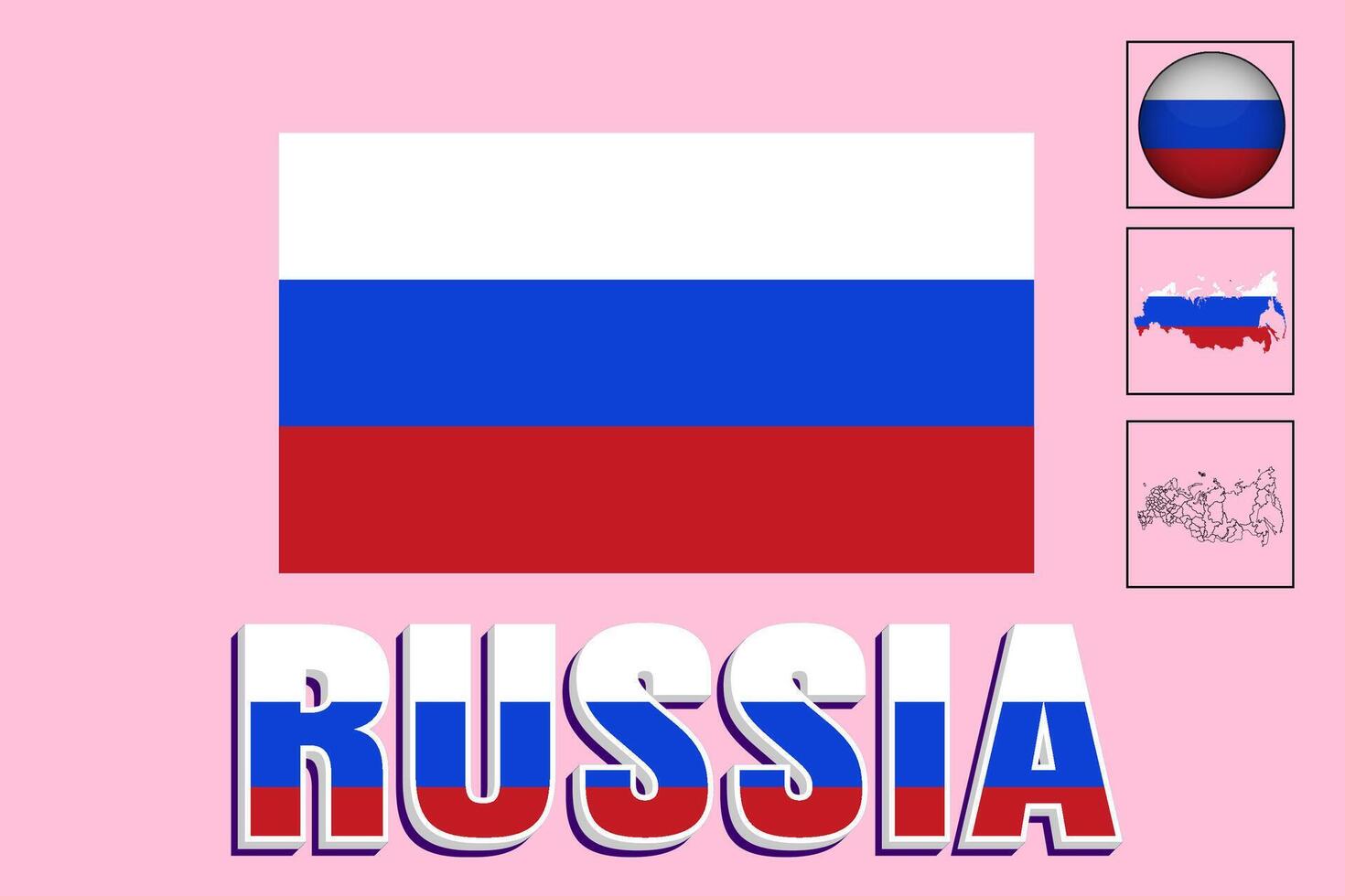 Rusland kaart en Rusland vlag vector tekening