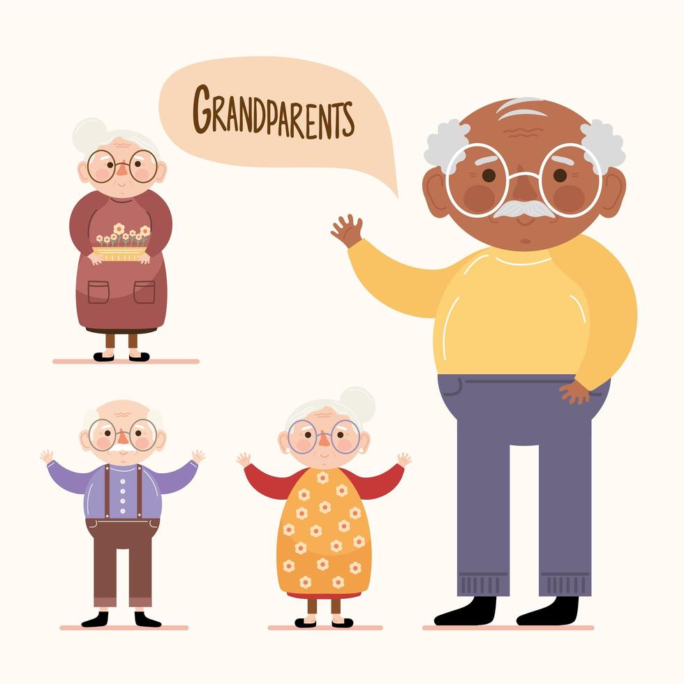 vier grootouders karakters vector