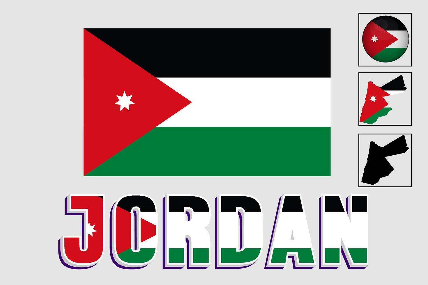 Jordanië kaart en vlag in vector illustratie