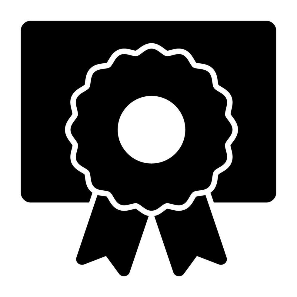 papier met insigne, solide ontwerp van certificaat icoon vector