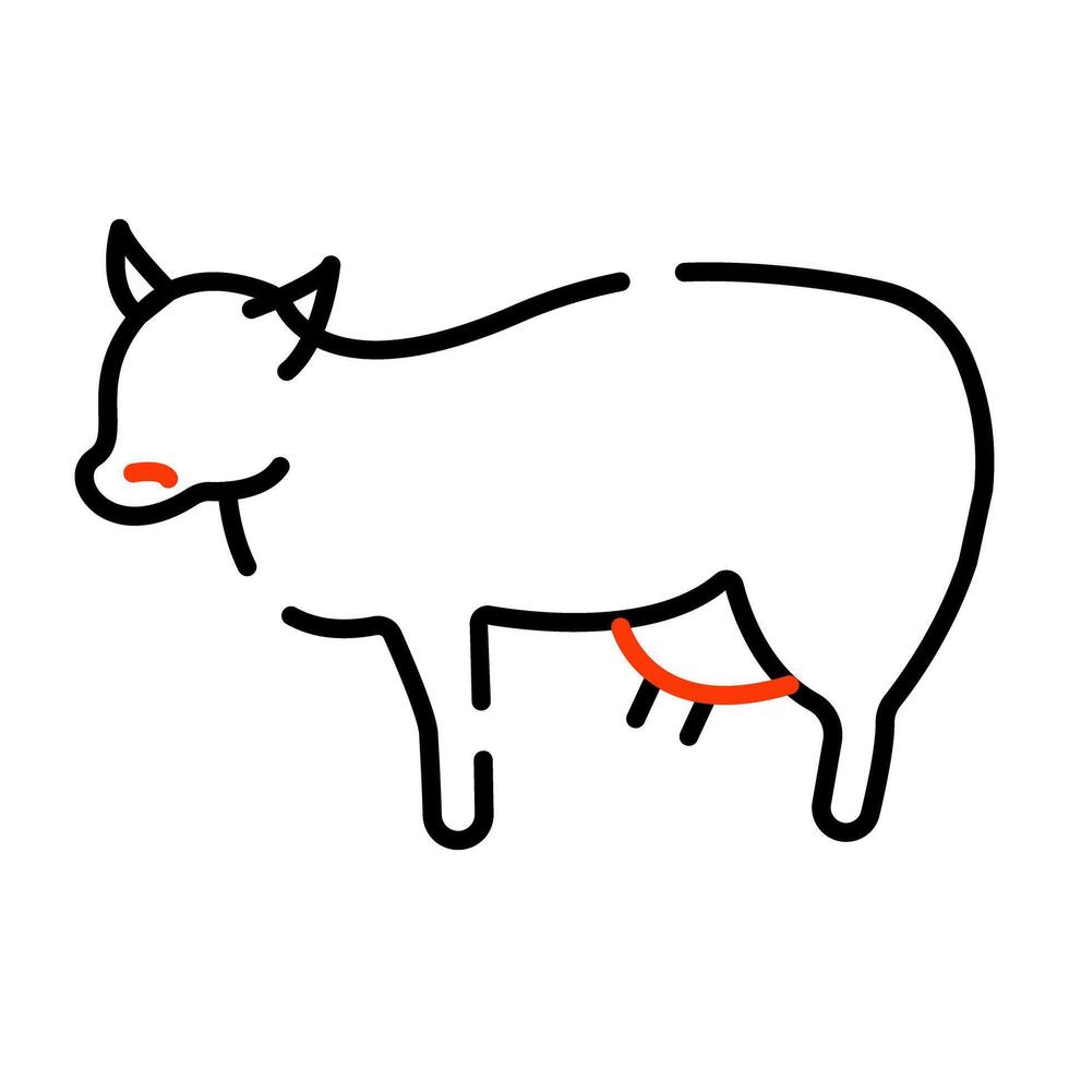 een modieus ontwerp icoon van koe dier vector