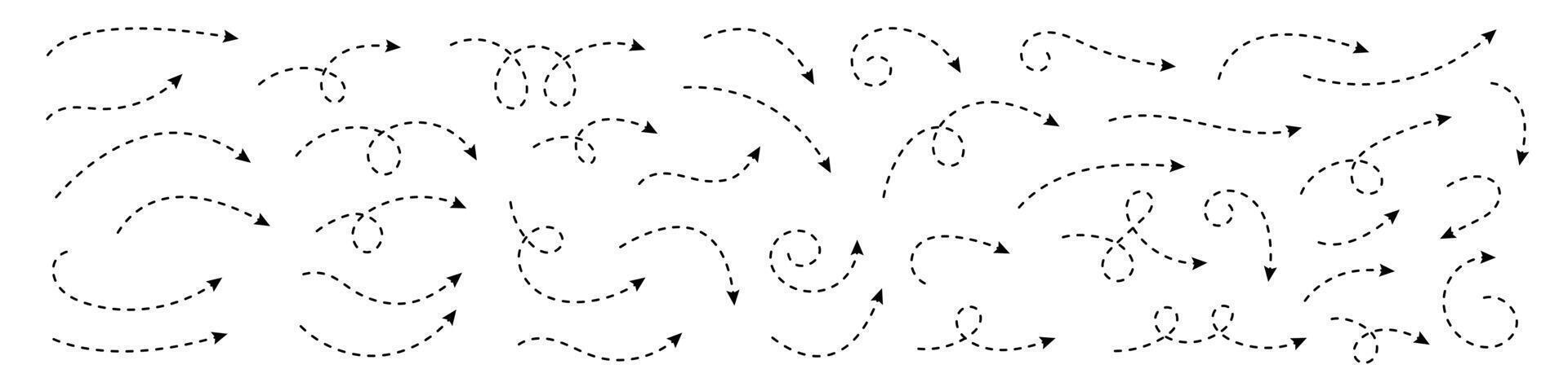 gebogen stippel pijl. zigzag pijl strepen ontwerp met stippel lijnen. vector