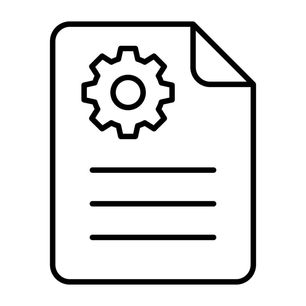 papier met versnelling, lineair ontwerp van document instelling vector