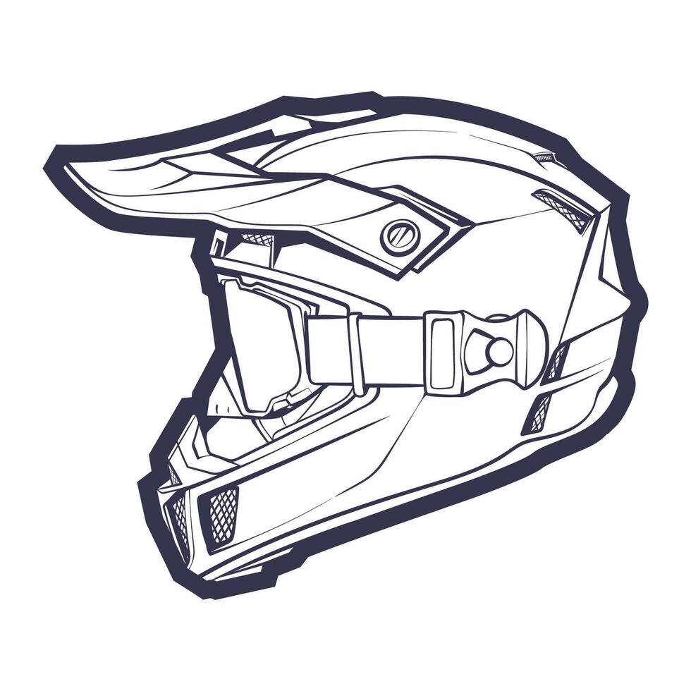 lijn kunst motorfiets helm geïsoleerd Aan wit achtergrond vector illustratie