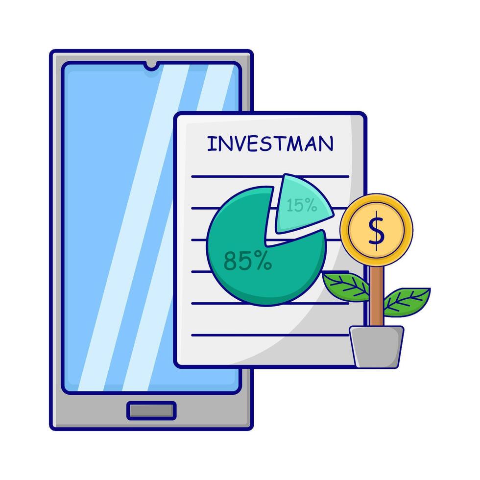illustratie van online investering vector