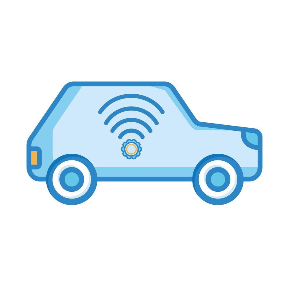 blauwe auto met wifi-signaal vector