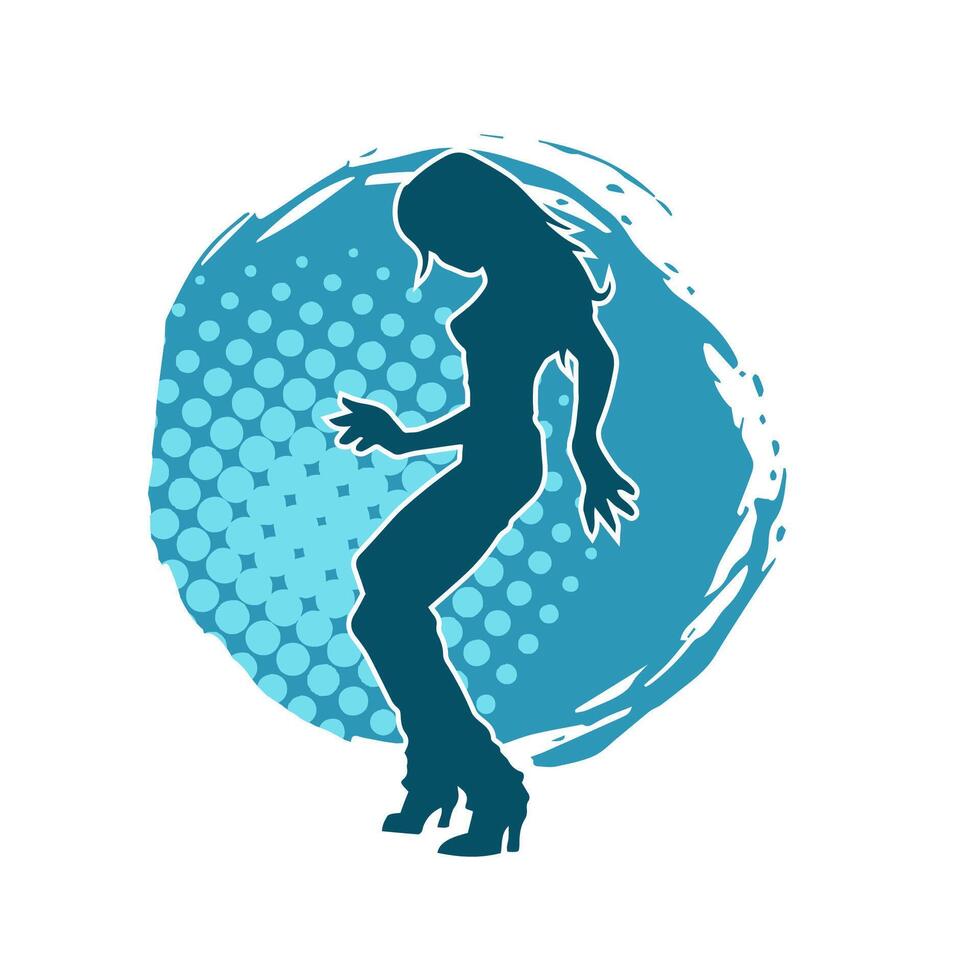 silhouet van een vrouw danser in actie houding. silhouet van een slank vrouw in dansen houding. vector