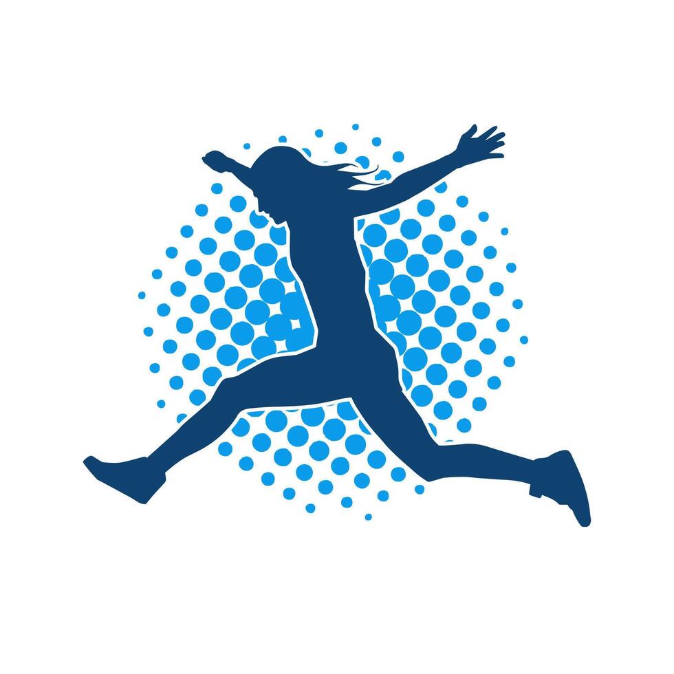 silhouet van een gelukkig vrouw jumping houding. silhouet van een vrouw gelukkig springt. vector