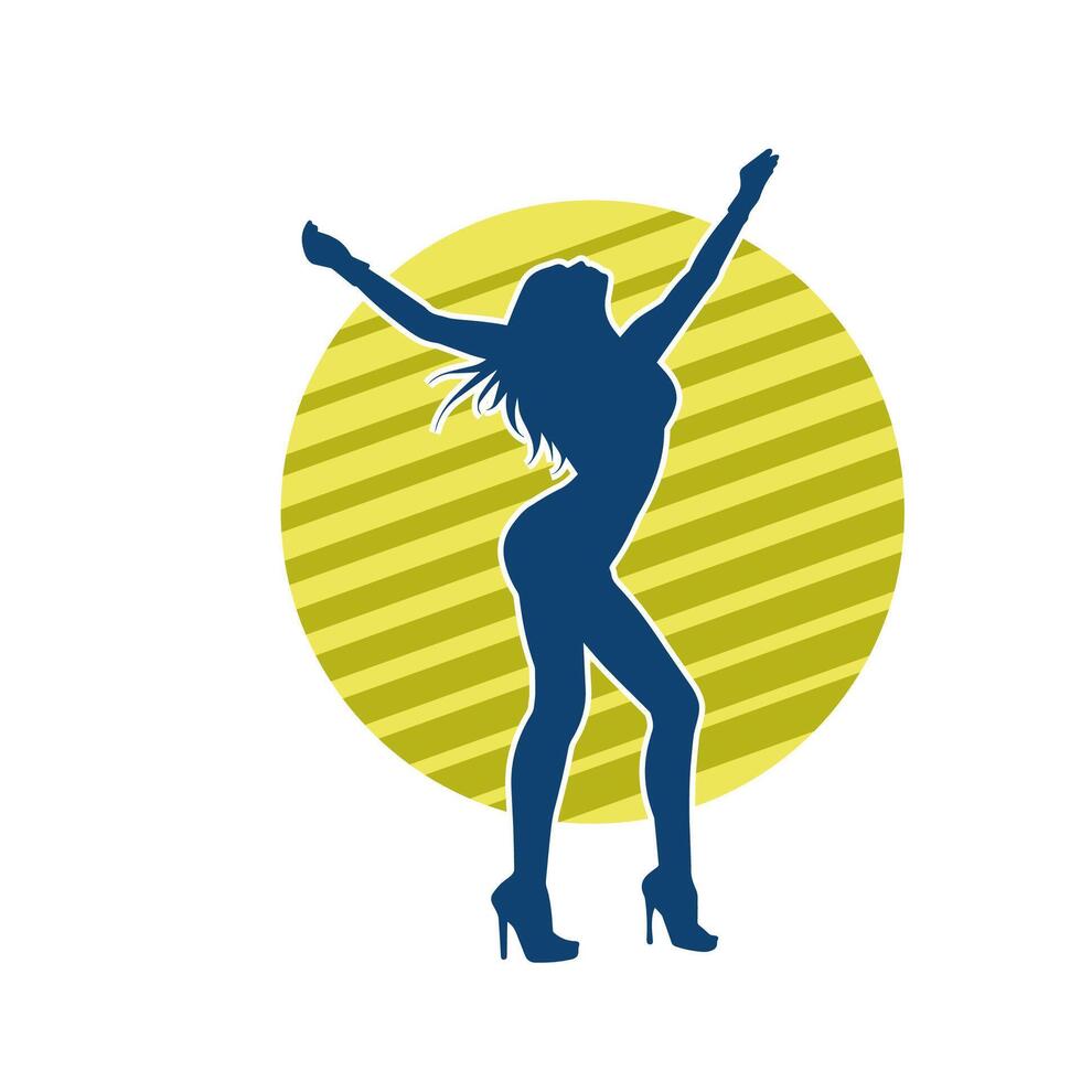 silhouet van een slank vrouw in dans houding. silhouet van een vrouw dansen. vector