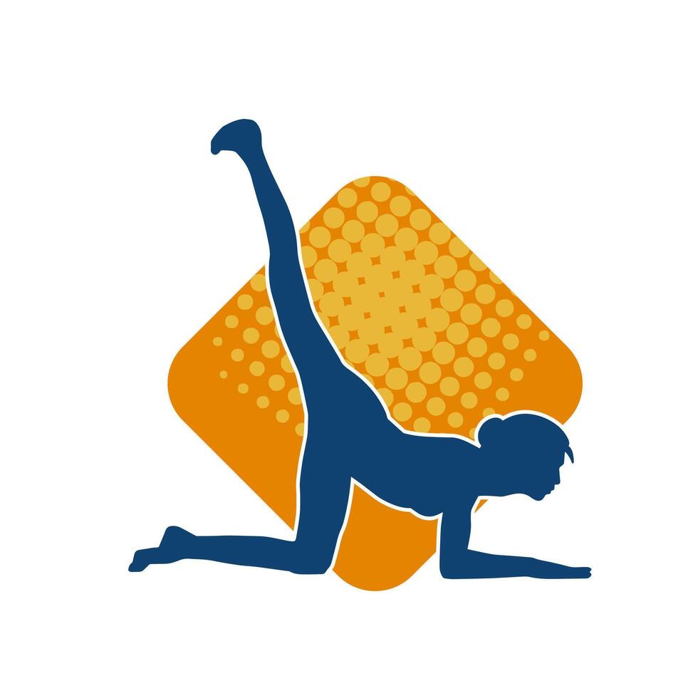 silhouet van een slank sportief vrouw aan het doen pilates oefening. silhouet van een sportief vrouw aan het doen fysiek oefening. vector