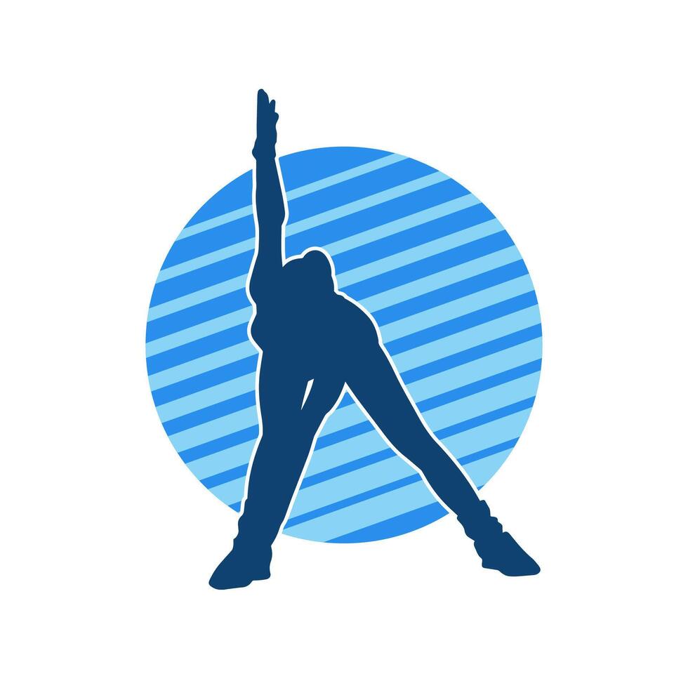 silhouet van een slank sportief vrouw aan het doen pilates oefening. silhouet van een sportief vrouw aan het doen fysiek oefening. vector