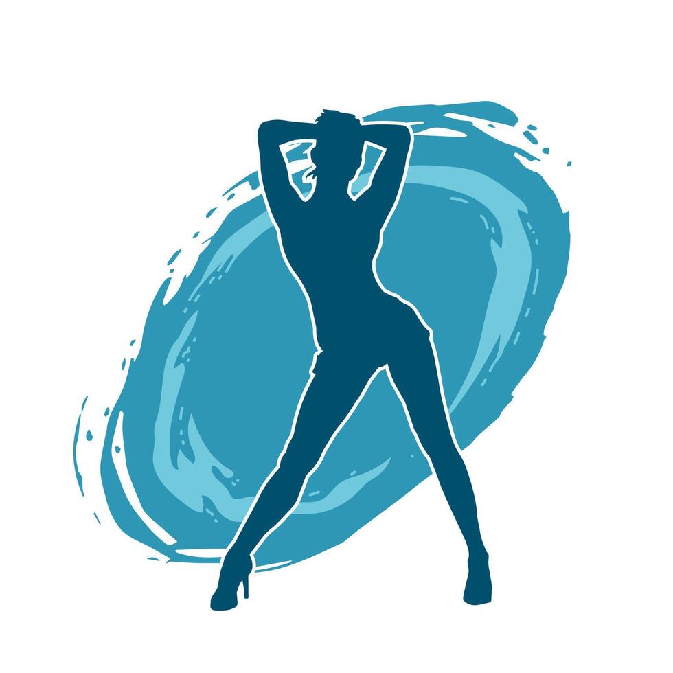 silhouet van een vrouw danser in actie houding. silhouet van een slank vrouw in dansen houding. vector