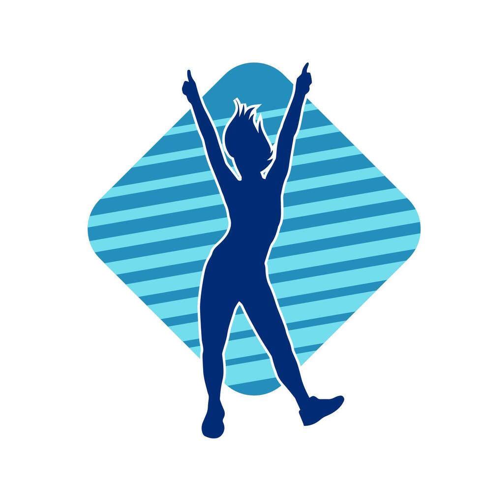 silhouet van een vrouw danser in actie houding. silhouet van een slank vrouw in dansen houding. vector