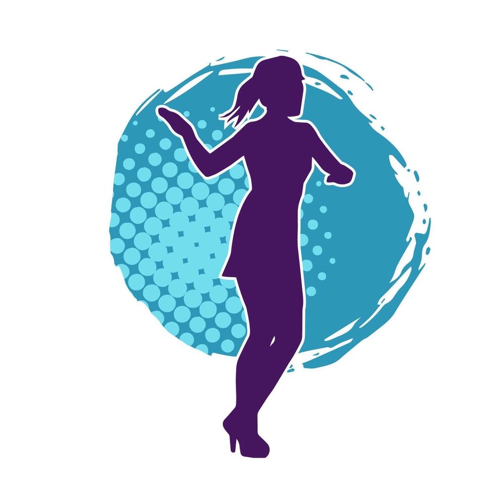 silhouet van een vrouw danser in actie houding. silhouet van een slank vrouw in dansen houding. vector