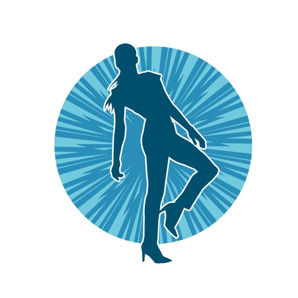 silhouet van een vrouw danser in actie houding. silhouet van een slank vrouw in dansen houding. vector