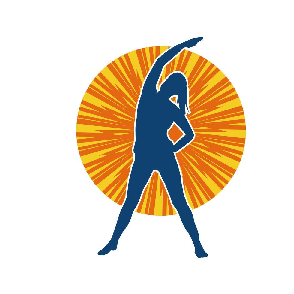 silhouet van een slank sportief vrouw aan het doen pilates oefening. silhouet van een sportief vrouw aan het doen fysiek oefening. vector