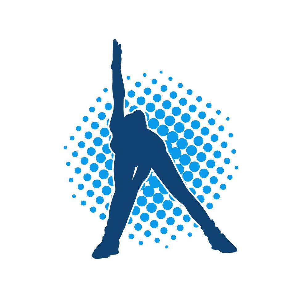 silhouet van een slank sportief vrouw aan het doen pilates oefening. silhouet van een sportief vrouw aan het doen fysiek oefening. vector