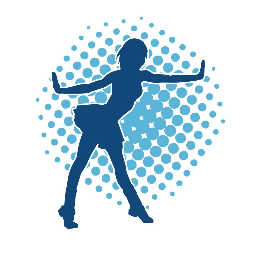 silhouet van een vrouw danser in actie houding. silhouet van een slank vrouw in dansen houding. vector