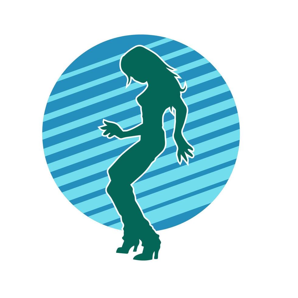 silhouet van een vrouw danser in actie houding. silhouet van een slank vrouw in dansen houding. vector