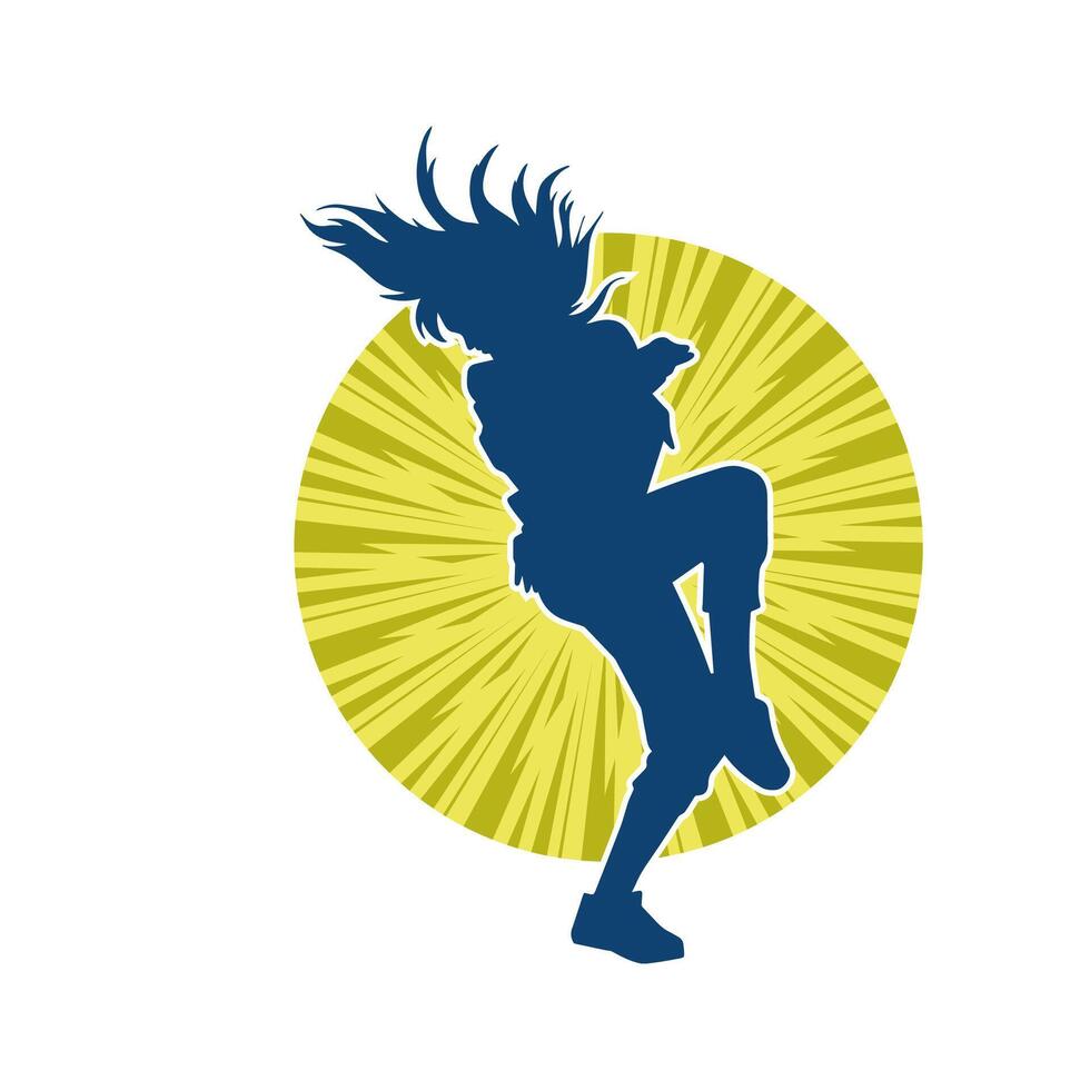 silhouet van een slank vrouw in dans houding. silhouet van een vrouw dansen. vector