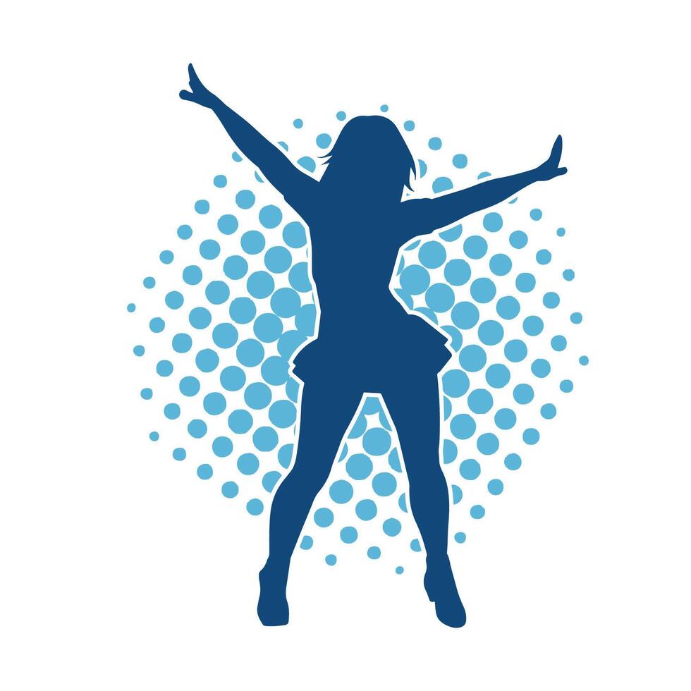 silhouet van een vrouw danser in actie houding. silhouet van een slank vrouw in dansen houding. vector