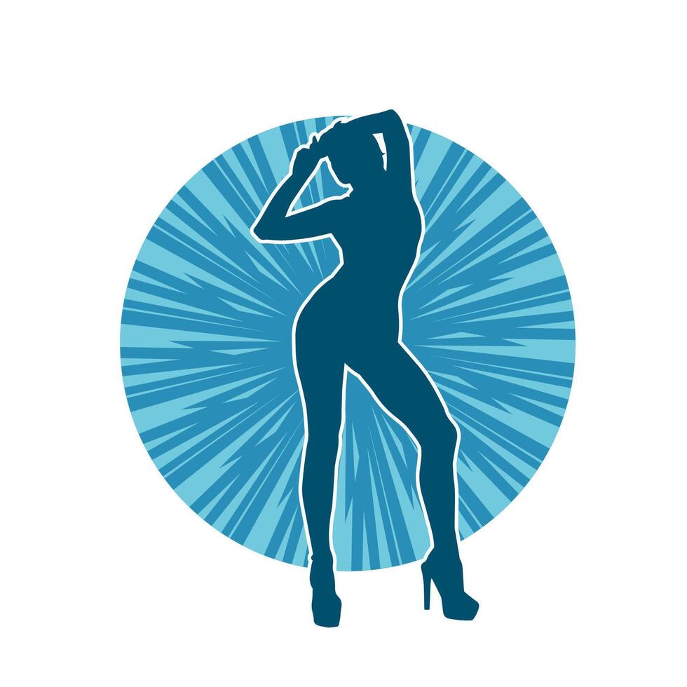 silhouet van een vrouw danser in actie houding. silhouet van een slank vrouw in dansen houding. vector