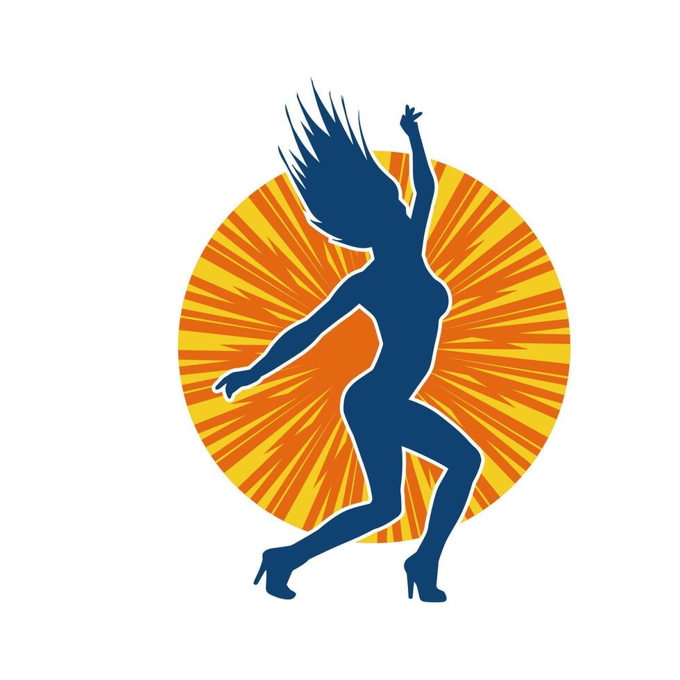 silhouet van een slank vrouw in dans houding. silhouet van een vrouw dansen. vector