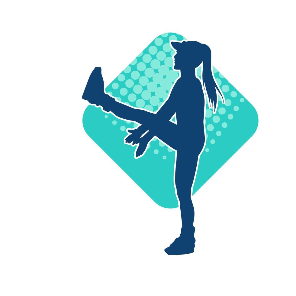 silhouet van een slank sportief vrouw aan het doen pilates oefening. silhouet van een sportief vrouw aan het doen fysiek oefening. vector