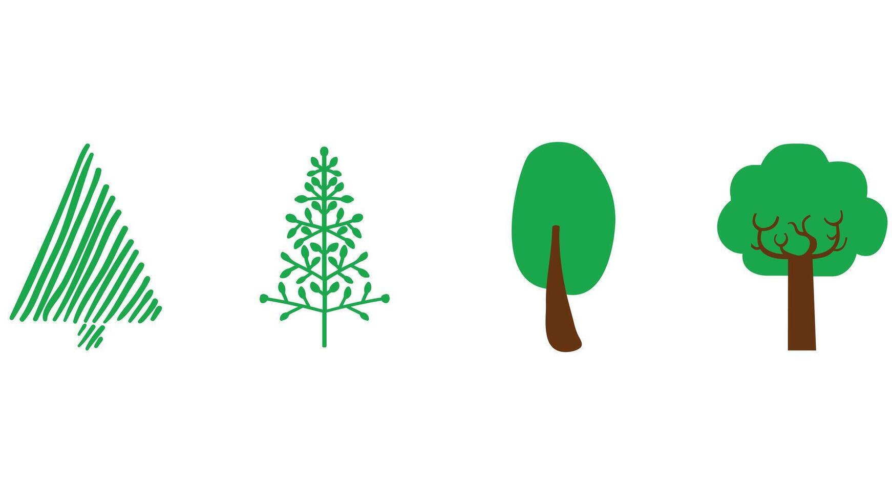 bomen en groen bladeren verzameling vector kunst illustratie geïsoleerd