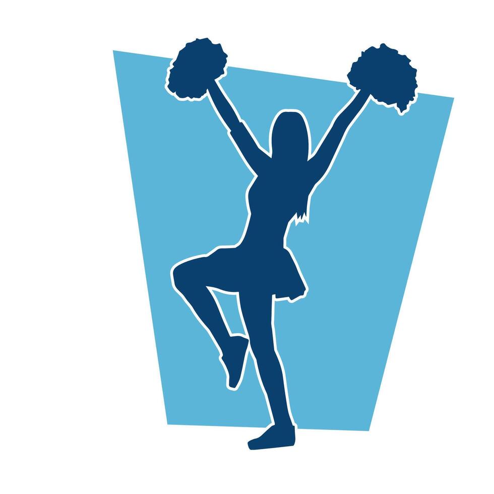 silhouet van een vrouw cheerleader draag- POM Pom terwijl dansen vector