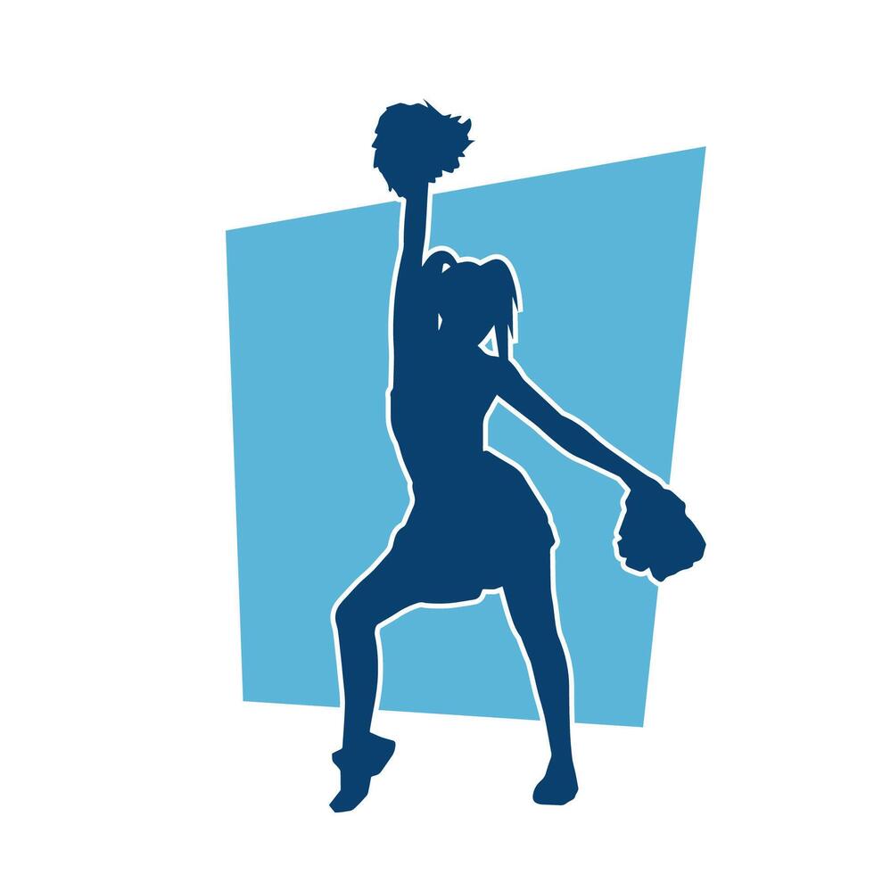 silhouet van een vrouw cheerleader draag- POM Pom terwijl dansen vector