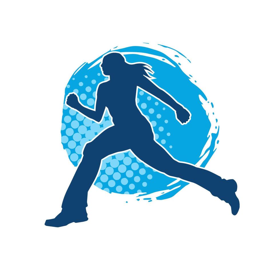 silhouet van een sportief vrouw in rennen houding. silhouet van een vrouw rennen houding. vector