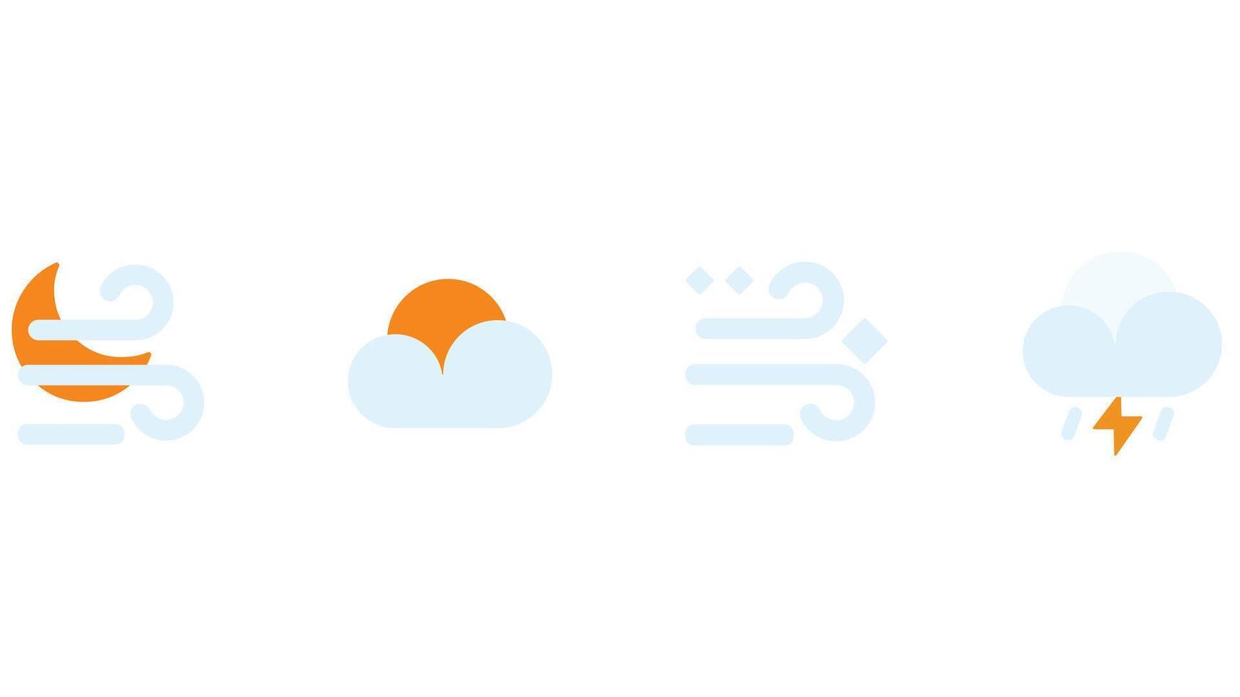 weer en wolken voorspelling vector pictogrammen geïsoleerd