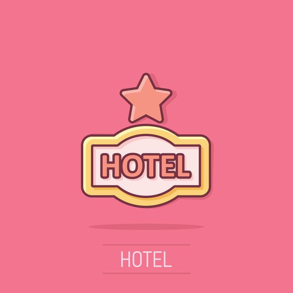 hotel 1 ster teken icoon in grappig stijl. cafe tekenfilm vector illustratie Aan geïsoleerd achtergrond. herberg kamer informatie plons effect bedrijf concept.