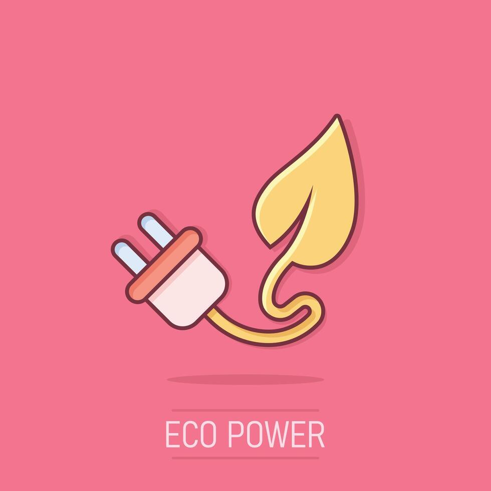 eco macht icoon in grappig stijl. groen energie tekenfilm vector illustratie Aan geïsoleerd achtergrond. natuur kabel plons effect bedrijf concept.